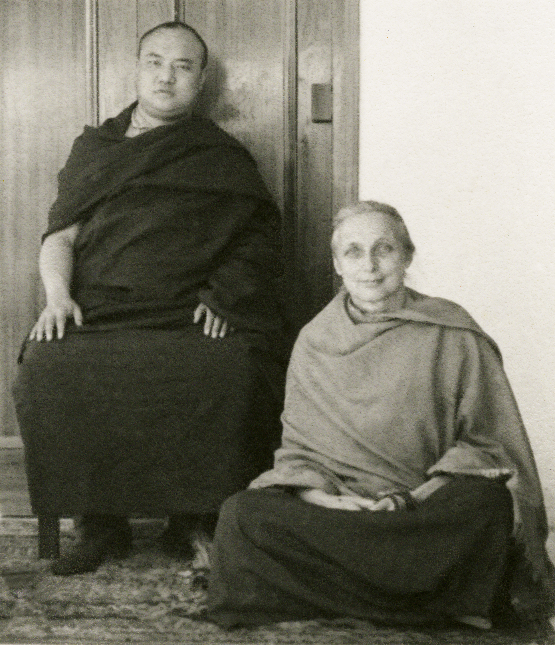 Freda Bedi, aka Sister Palmo, with His Holiness the Sixteenth Karmapa. She helped establish the Young Lamas School and found a pen friend and sponsor for the young Lama Zopa Rinpoche. (Photo Shambhala Archives Collection)