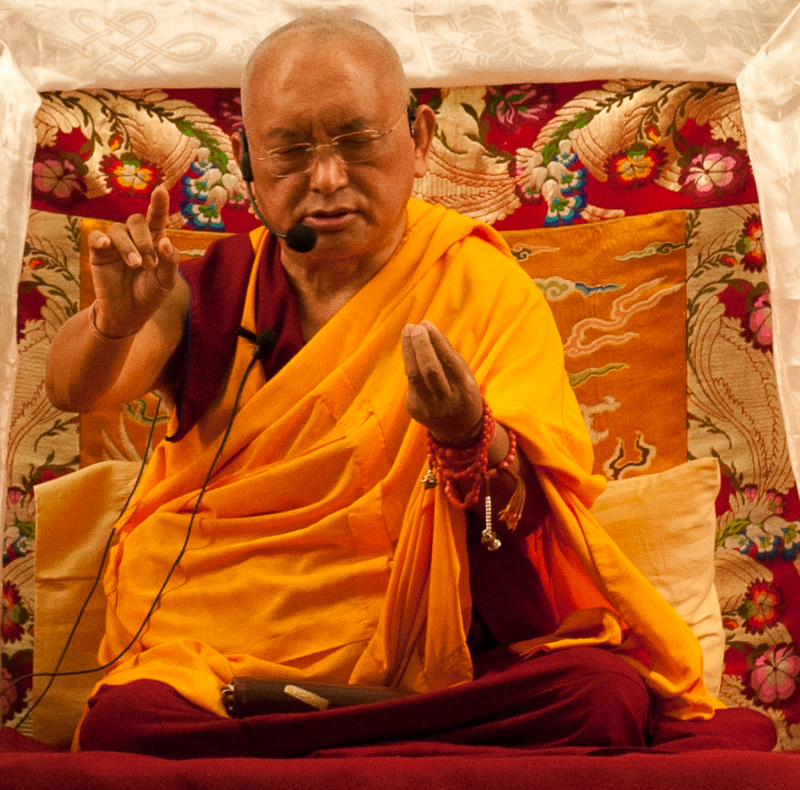 Lama Zopa Rinpoche teaching at Light of the Path, 2009. (Photo Roy Harvey)