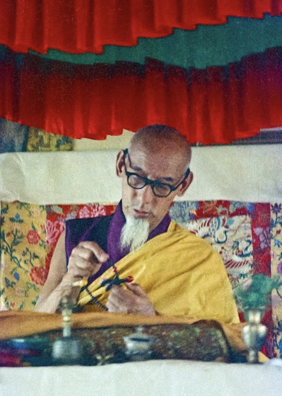 His Holiness Zong Rinpoche at Kopan 1974. Rinpoche received many teachings, initiations, ritual instructions and chanting from this great tantric master. (Photo LYWA)