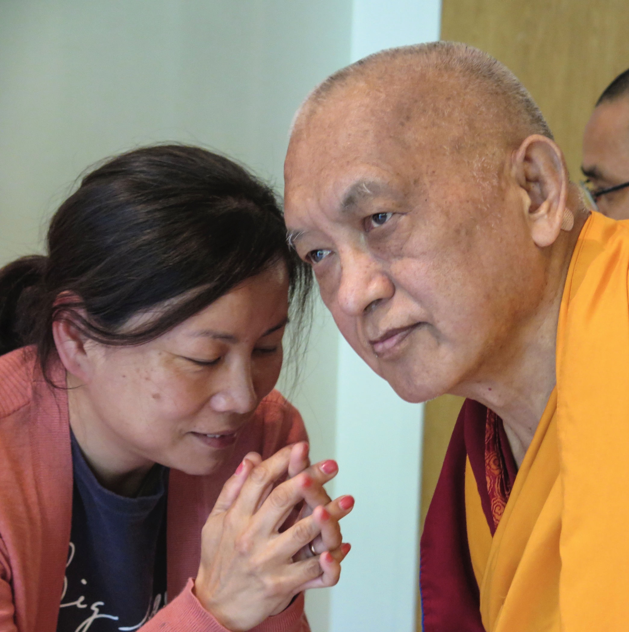 Rinpoche with course participant, Light of the Path 2014.