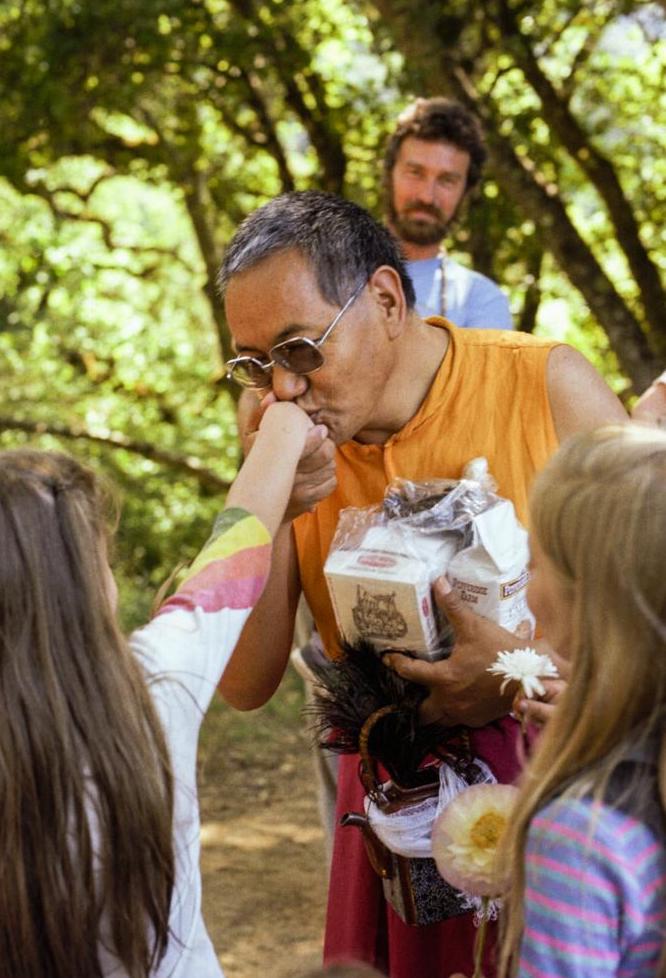 Lama Yeshe at a family gathering at Vajrapani Institute, California, 1983. (Photo by Carol Royce-Wilder)