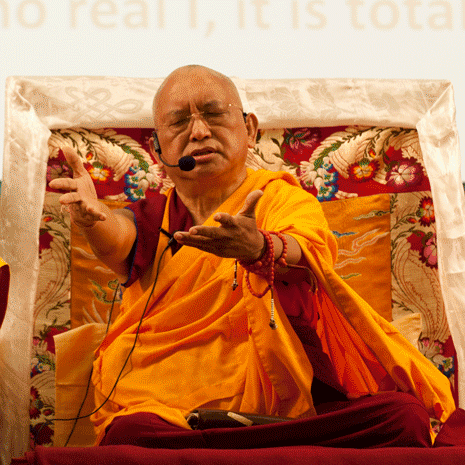 Mudra for meditating on emptiness: Expressing that the real I is totally non-existent right there where it is appearing. (Photos Roy Harvey)