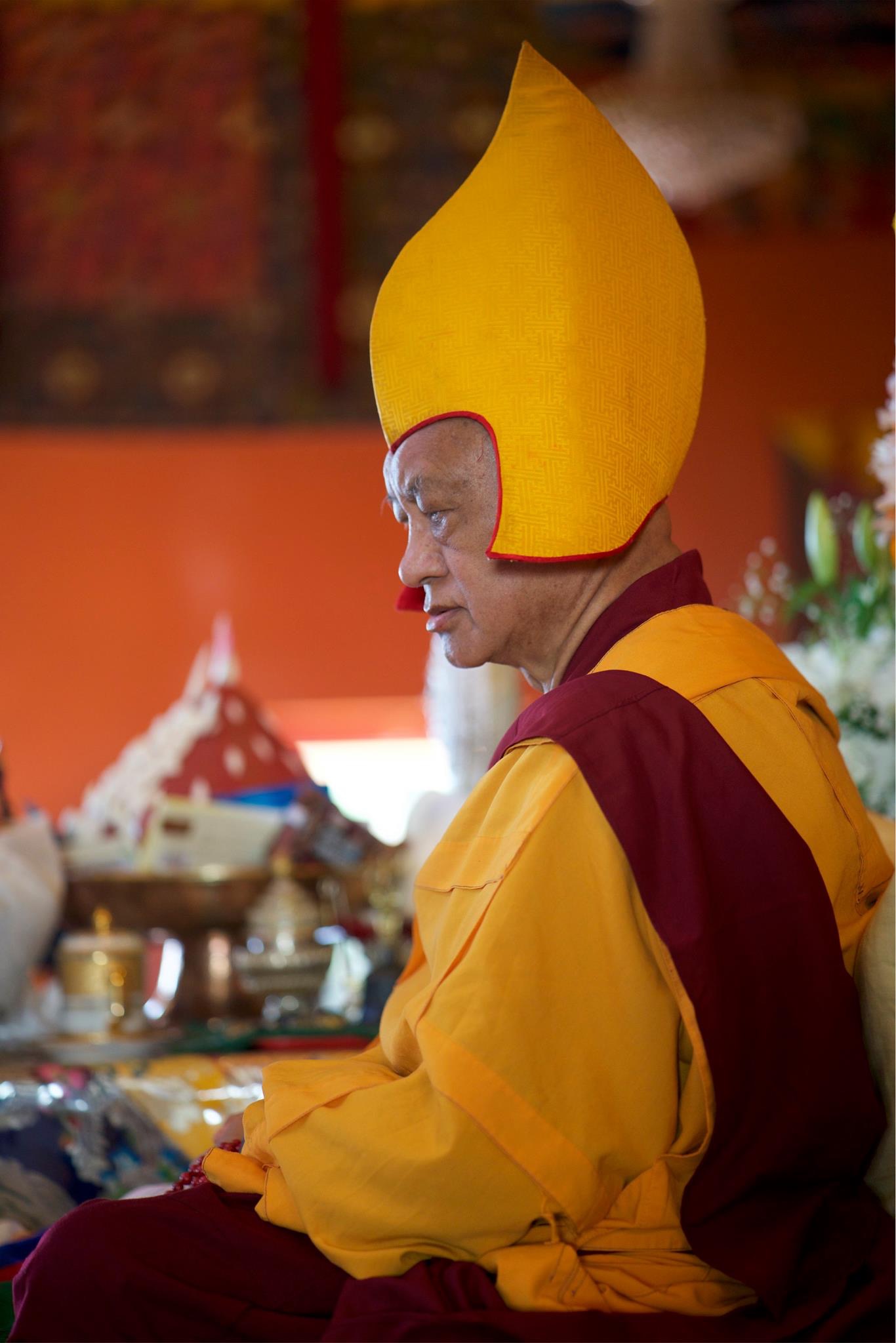 Lama Zopa Rinpoche, long life puja, Kopan, Nepal, 2017. (Photo Bill Kane)