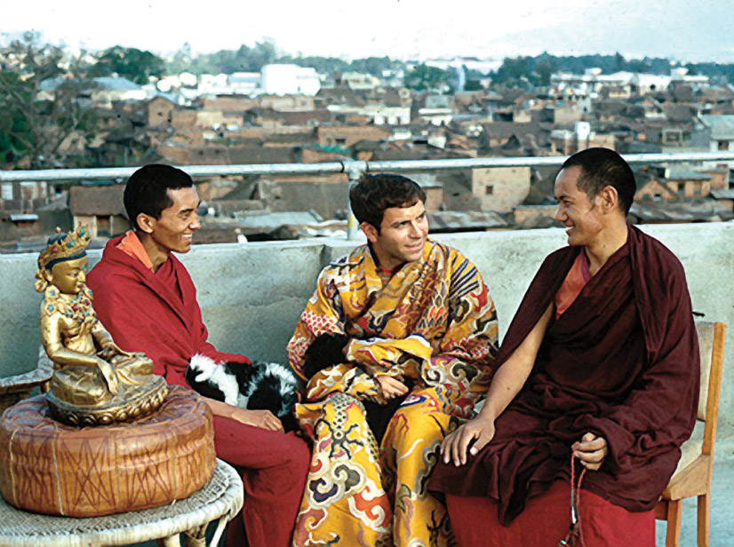 The lamas with Chip, Max’s rooftop, Kathmandu, 1969