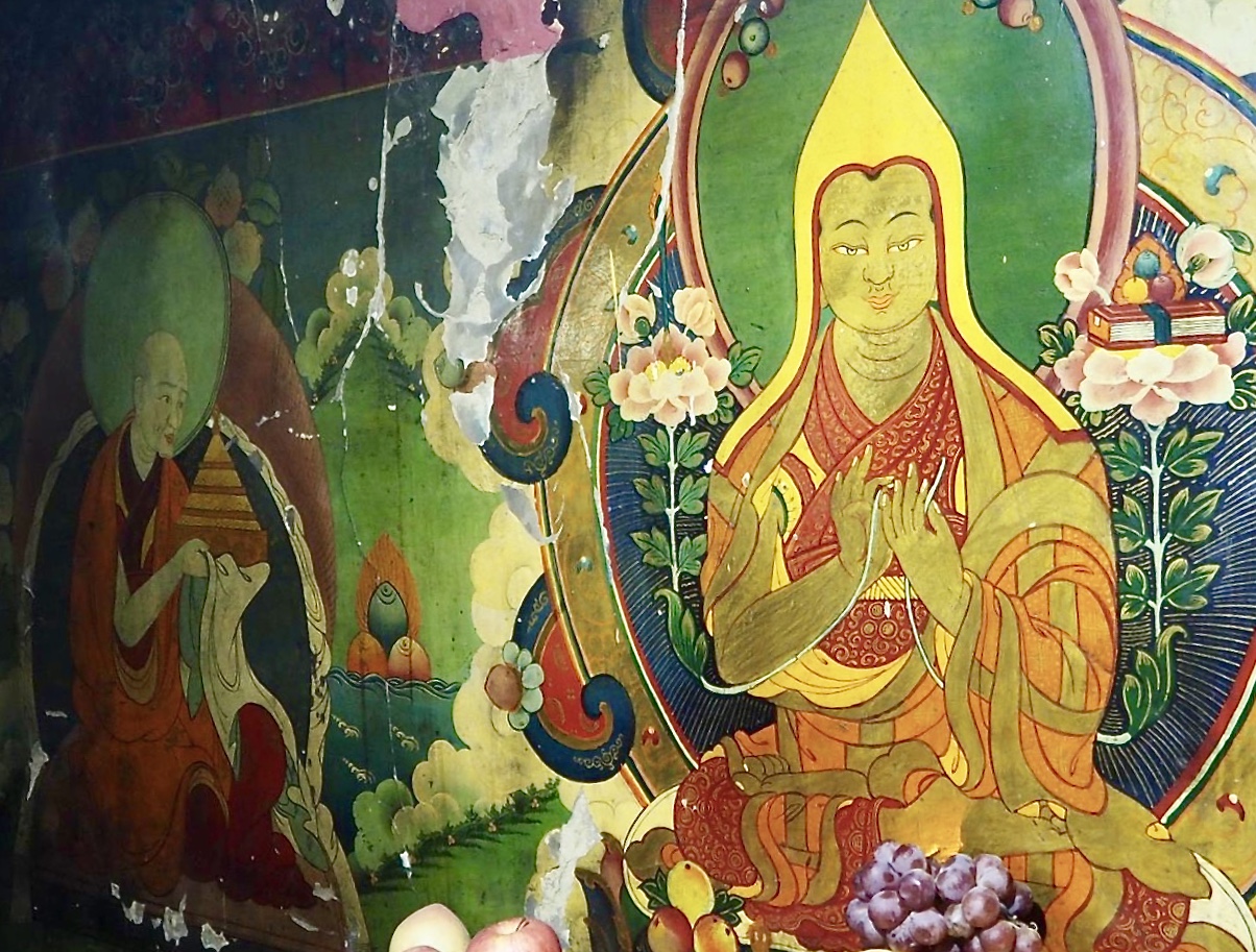 Mandala offering to Lama Tsongkhapa at Olka Cholung where Lama Tsongkhapa completed mandala offerings. (Photo Ven Tenzin Tsultrim)