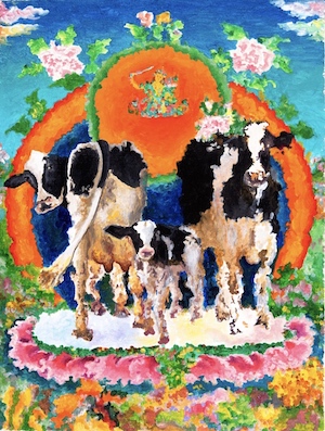 Moo-cows and baby by Karma Phuntsok